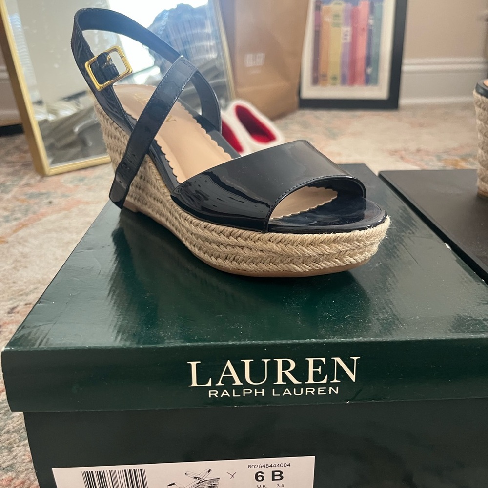 Lauren Ralph Lauren Navy Wedge Espadrilles